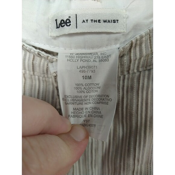 Lee Woman 10M Capri Pants Brown Pinstriped Straight Slit Leg Casual Business - Picture 7 of 11